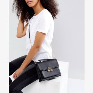 NWT Asos Qupid black and gold chain purse